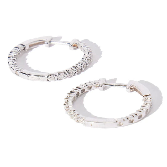 FOR HER HOOP DIAMOND EARRINGS - WHITE GOLD