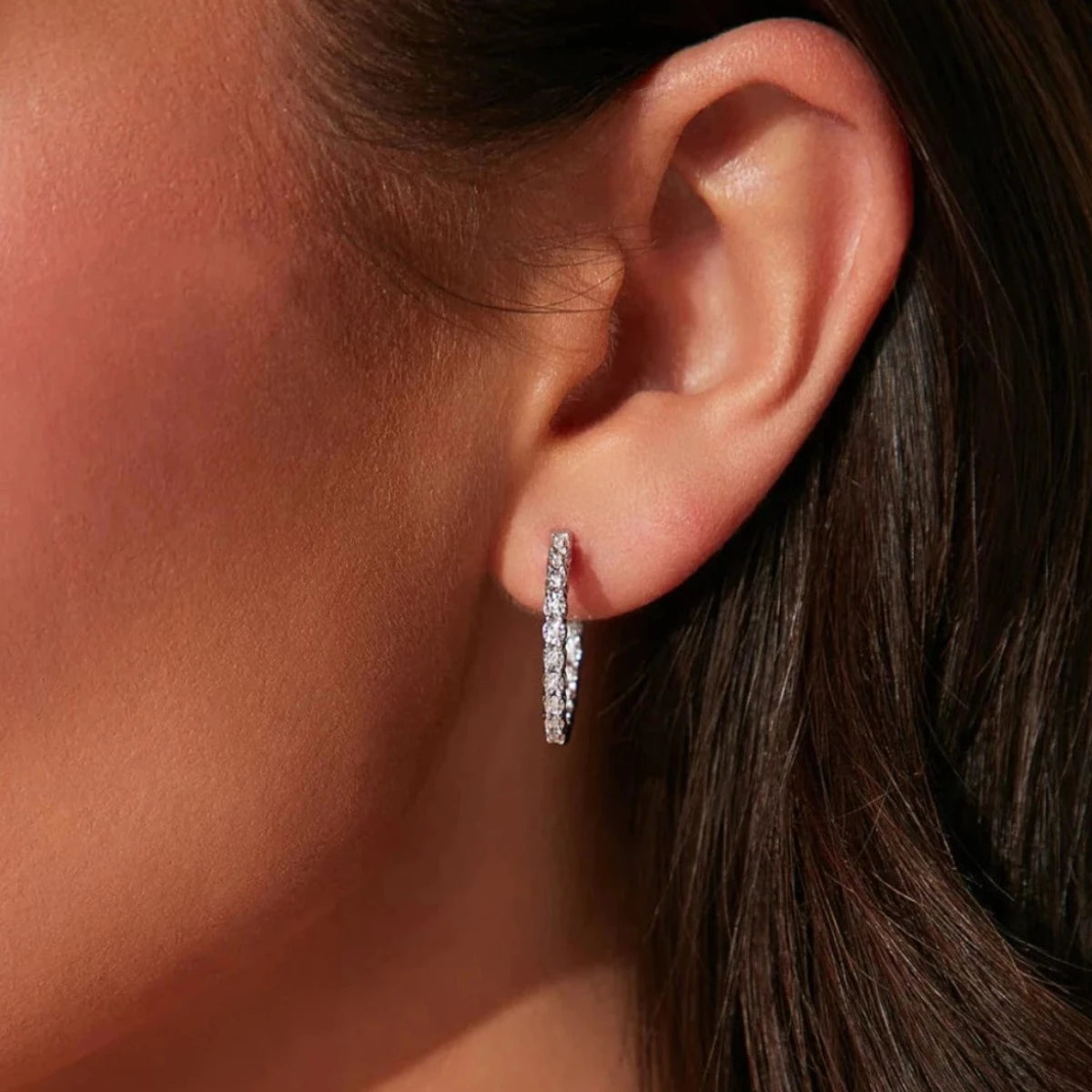 FOR HER HOOP DIAMOND EARRINGS - WHITE GOLD