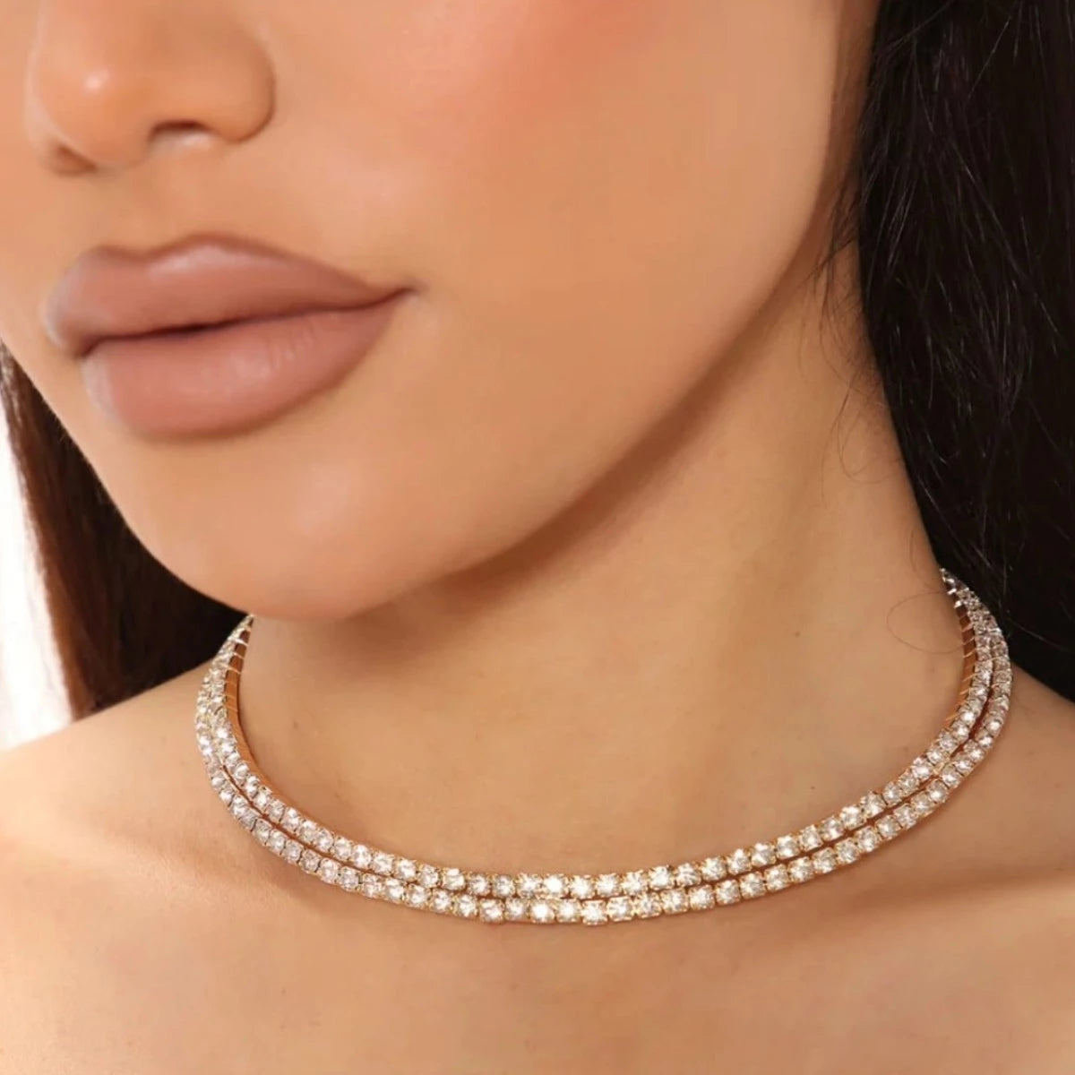 FOR HER DOUBLE 3MM TENNIS CHAIN - YELLOW GOLD