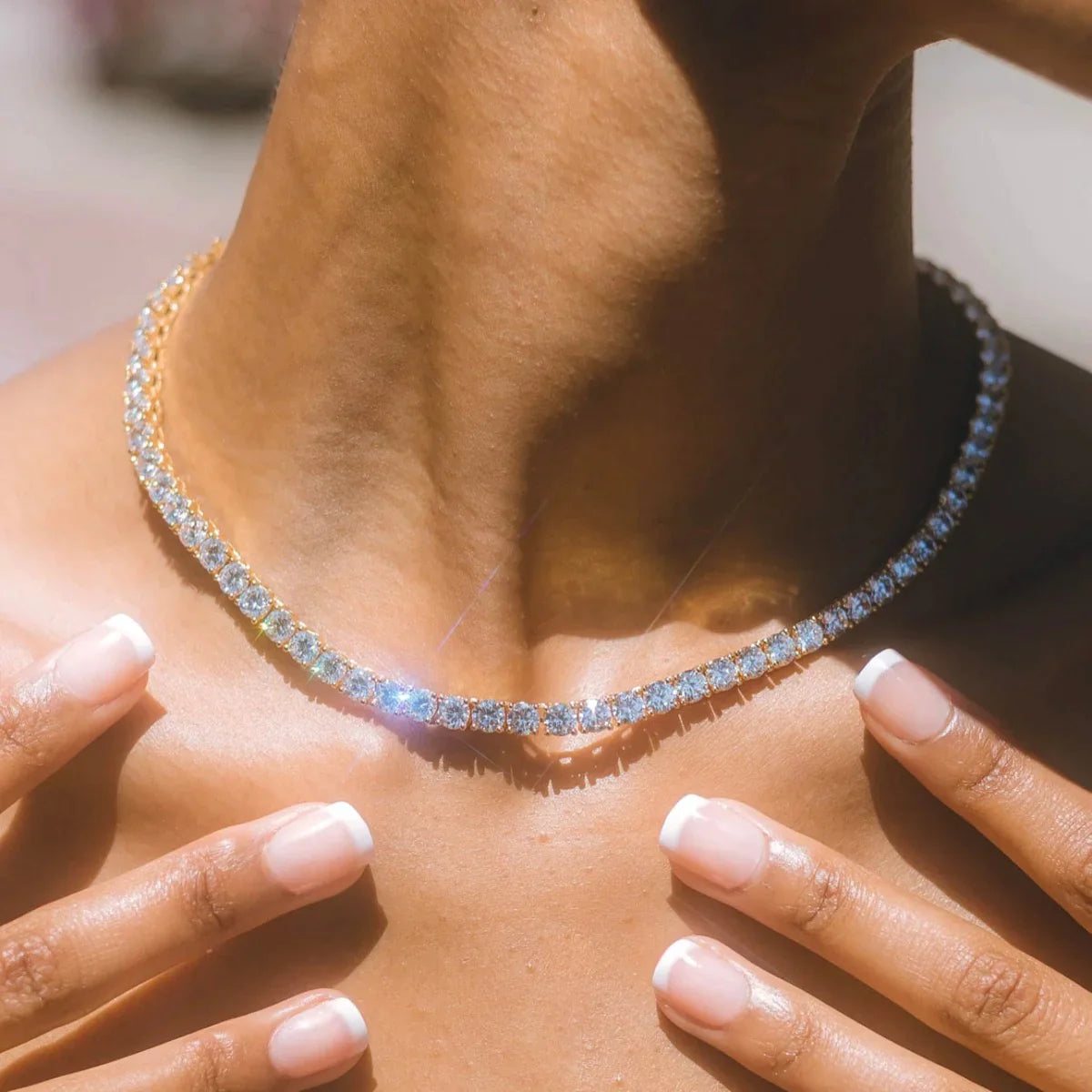 4MM TENNIS CHAIN YELLOW GOLD - 925 SILVER