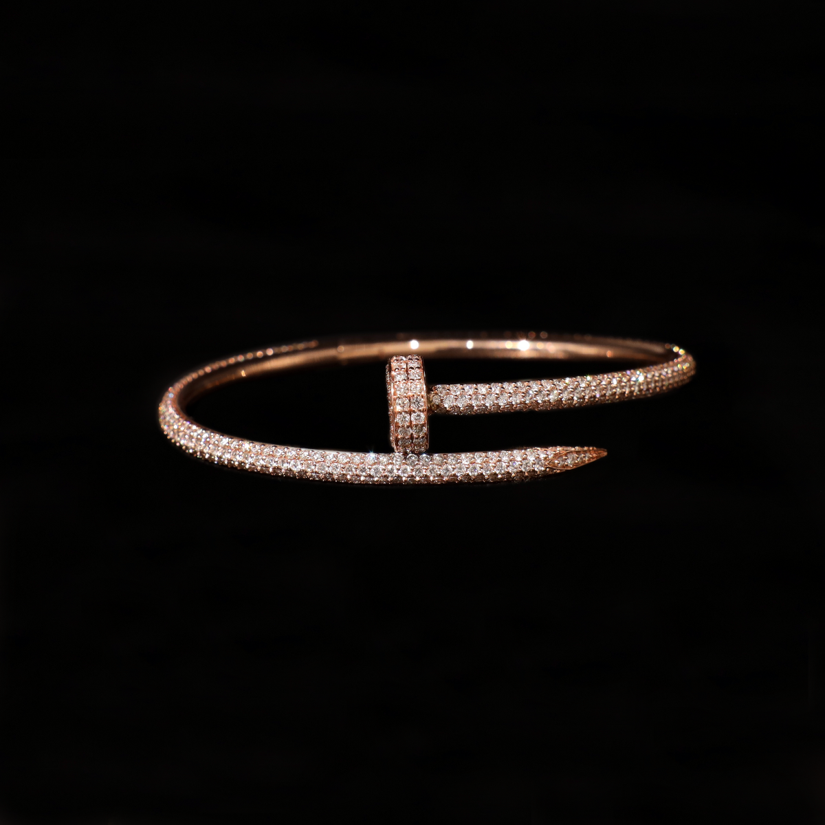 NAIL DIAMOND BANGLE BRACELET - ROSE GOLD