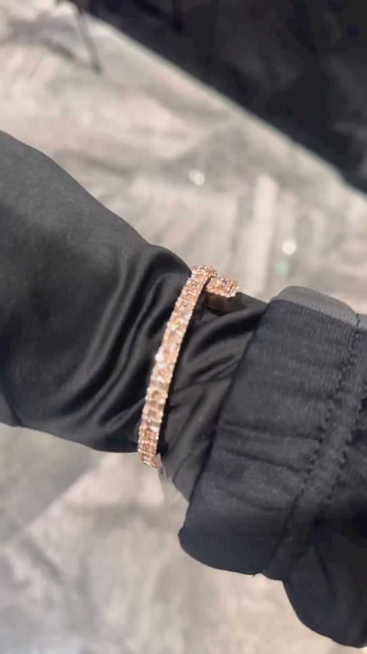 BAGUETTE DIAMOND BANGLE BRACELET - ROSE GOLD
