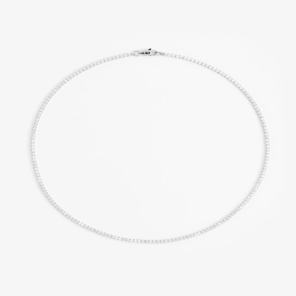 TENNIS CHAIN + CLUSTERED TENNIS CHAIN BUNDLE - WHITE GOLD