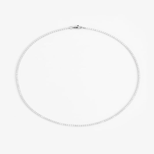 TENNIS CHAIN + CLUSTERED TENNIS CHAIN BUNDLE - WHITE GOLD