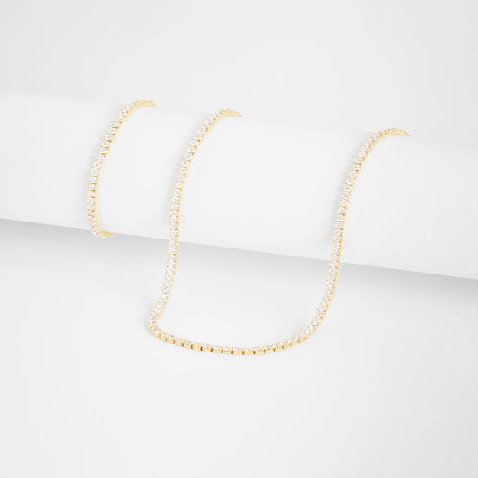 MICRO TENNIS CHAIN + BRACELET BUNDLE - YELLOW GOLD