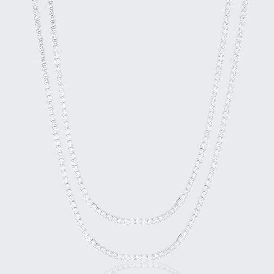 DOUBLE 2.5MM TENNIS CHAIN BUNDLE - WHITE GOLD