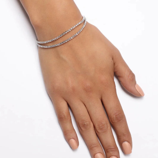 FOR HER DOUBLE MICRO TENNIS BRACELET - WHITE GOLD