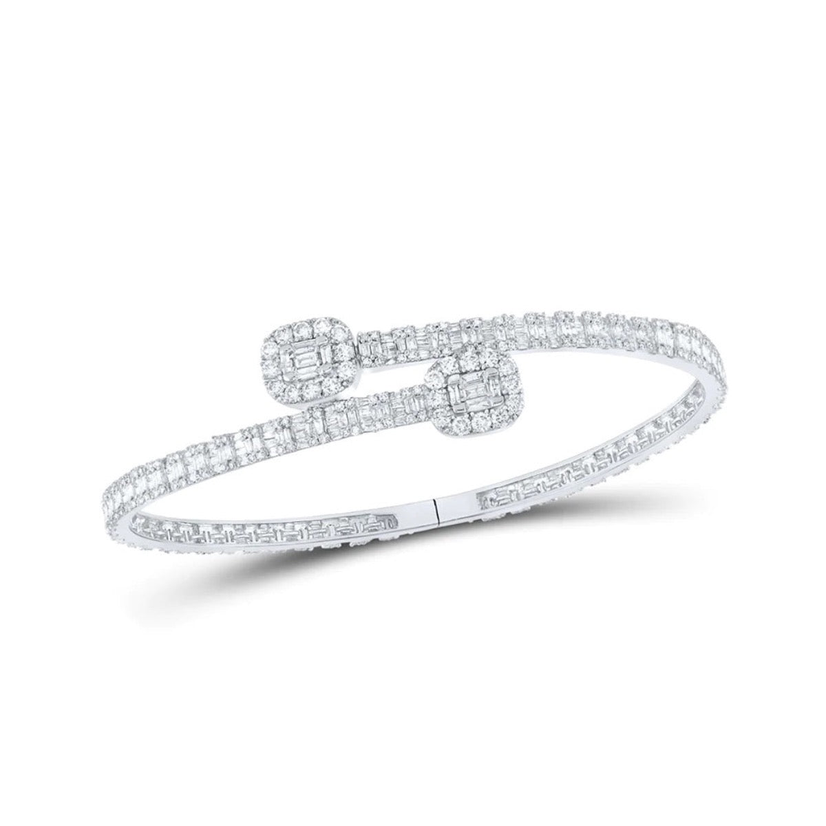 FOR HER BAGUETTE DIAMOND BANGLE BRACELET - WHITE GOLD