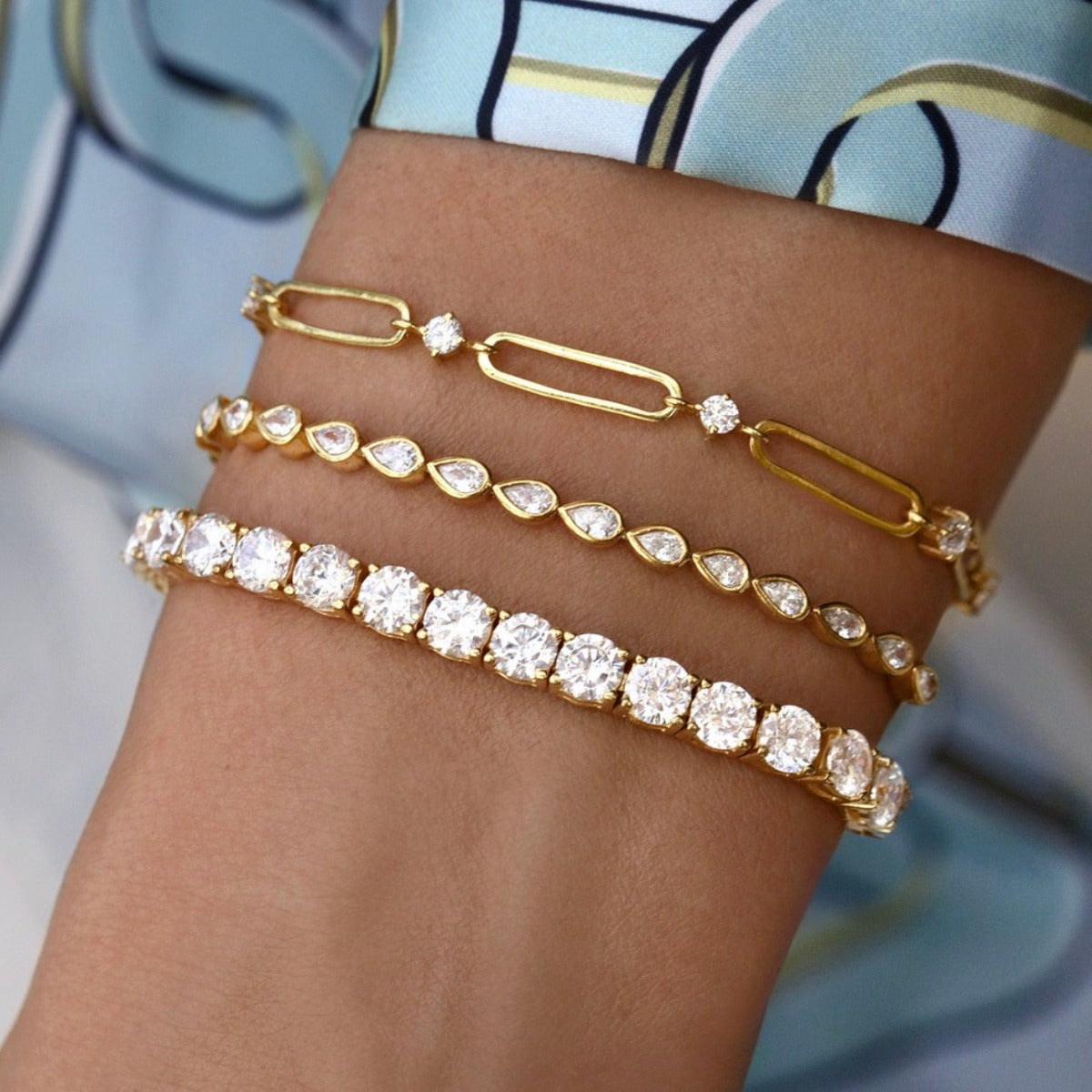 FOR HER DUBAI TENNIS BRACELET SET - YELLOW GOLD