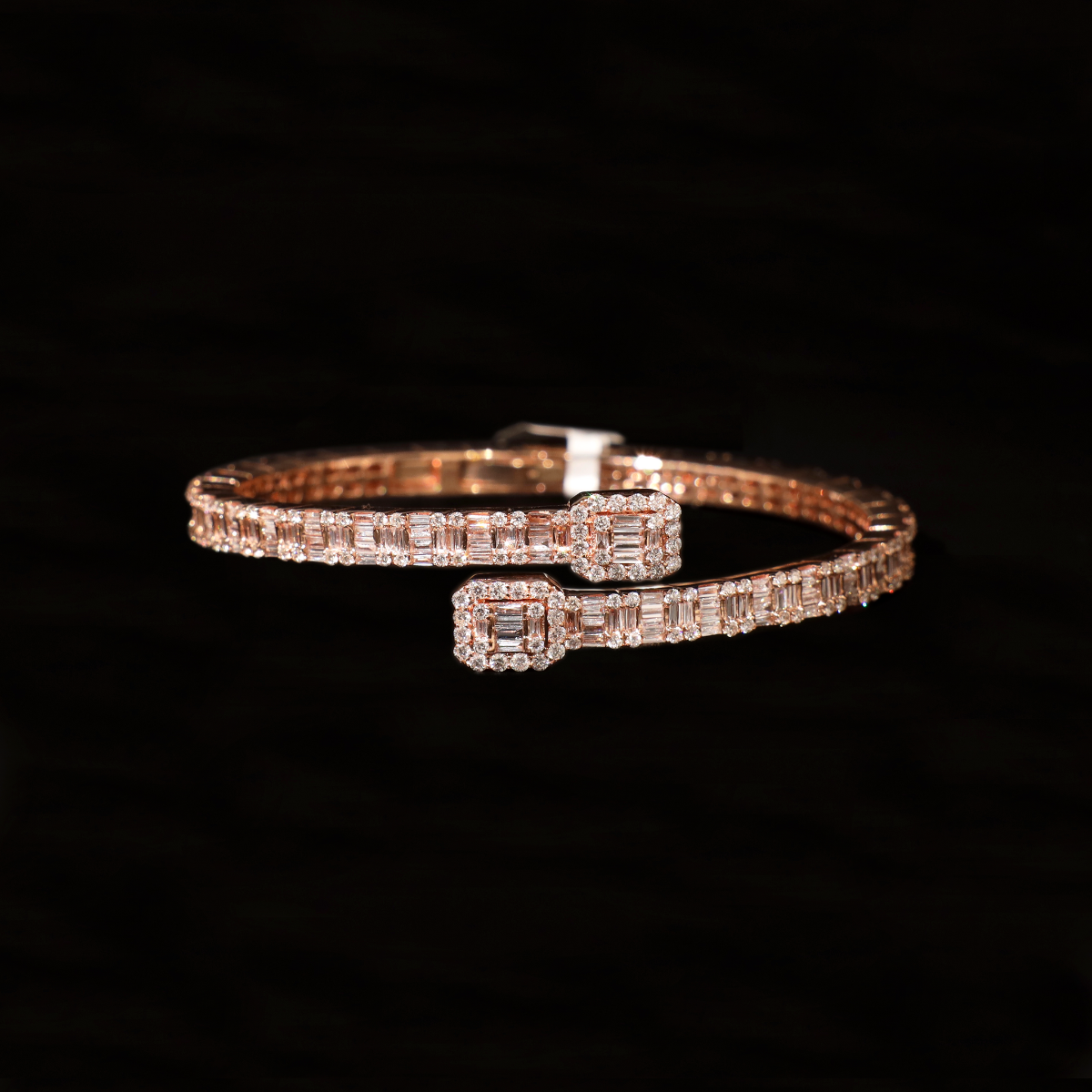 BAGUETTE DIAMOND BANGLE BRACELET - ROSE GOLD