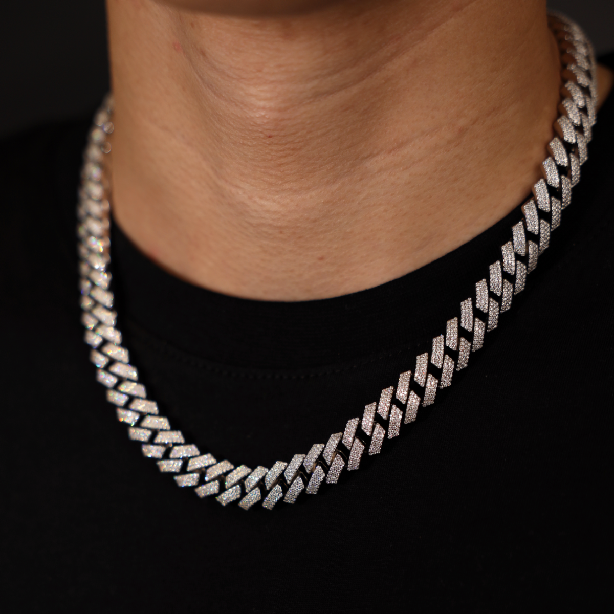 12MM BAGUETTE CUBAN CHAIN - WHITE GOLD