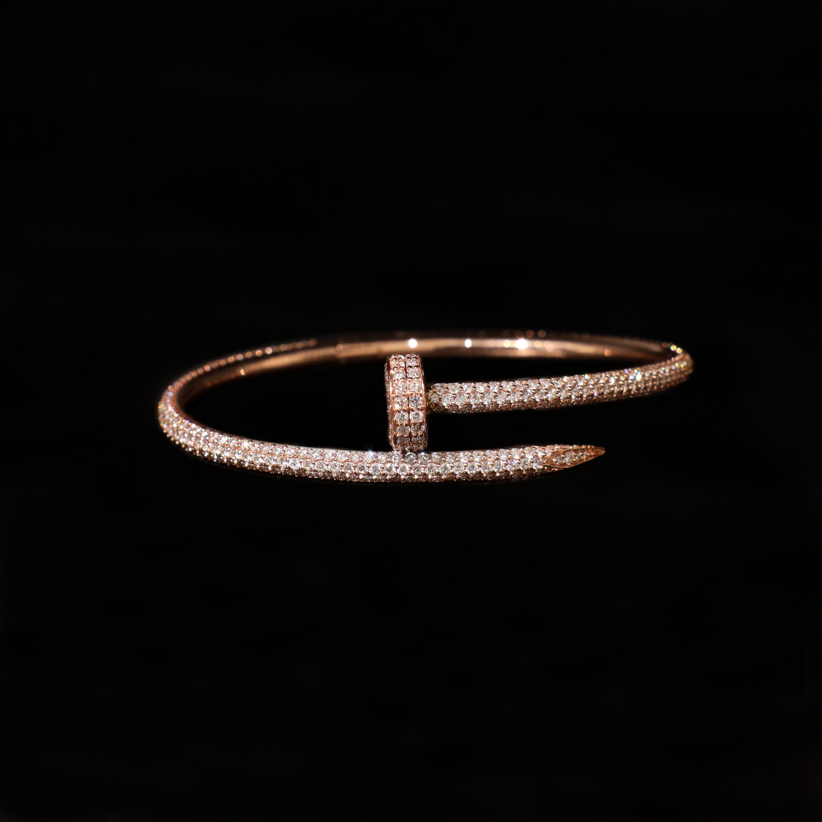 FOR HER NAIL DIAMOND BANGLE BRACELET - ROSE GOLD