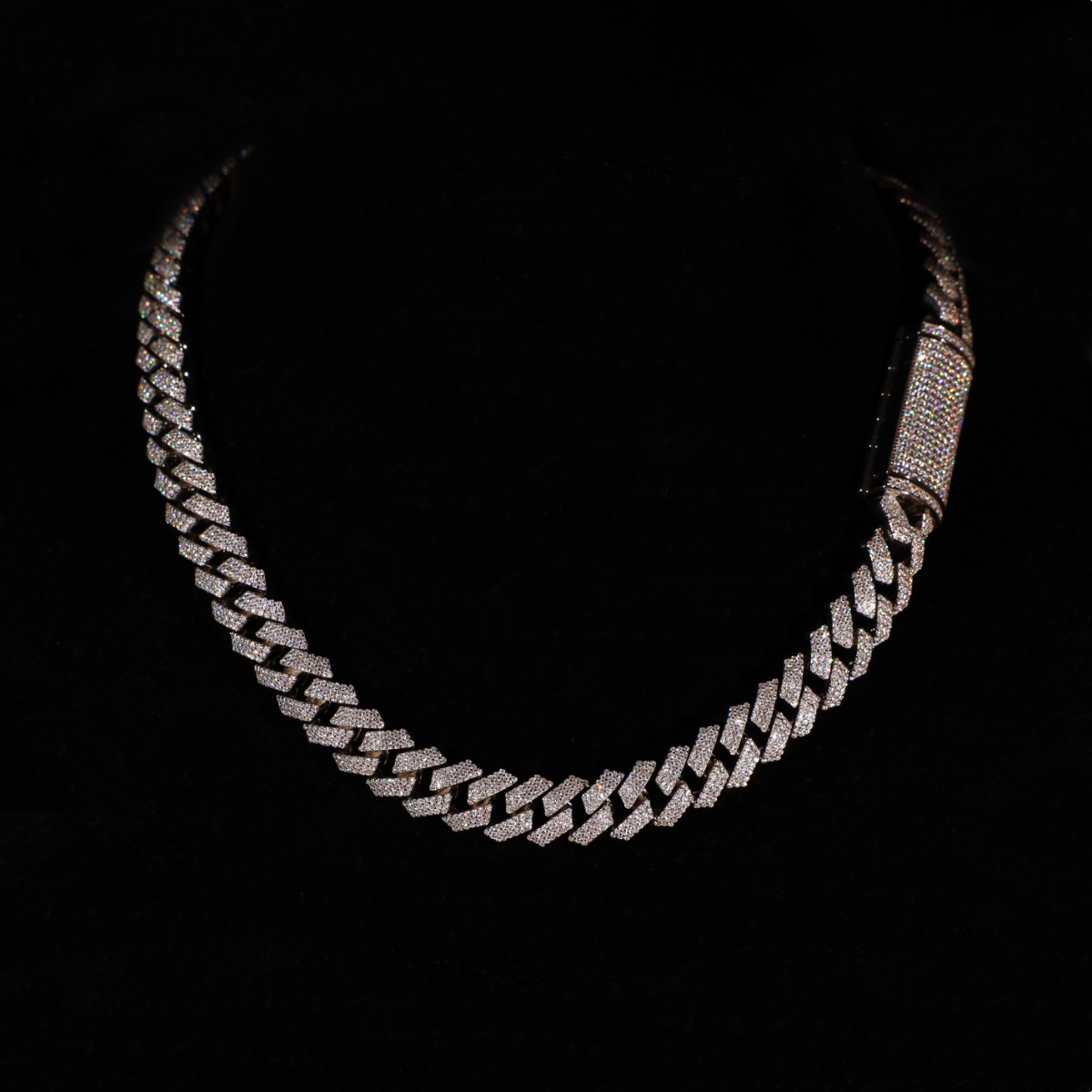 12MM BAGUETTE CUBAN CHAIN - WHITE GOLD