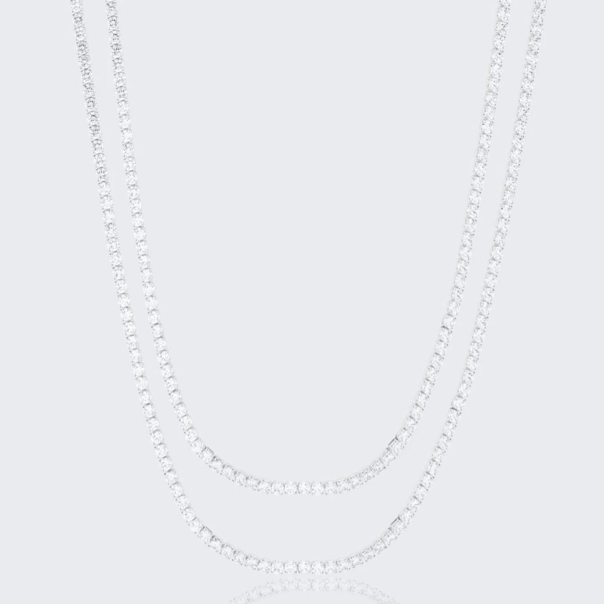 DOUBLE 2.5MM TENNIS CHAIN BUNDLE - WHITE GOLD