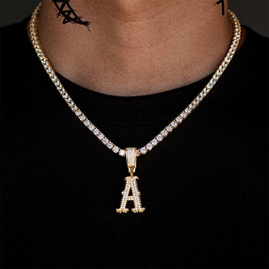 ICED OUT CUSTOM LETTER PENDANT - YELLOW GOLD